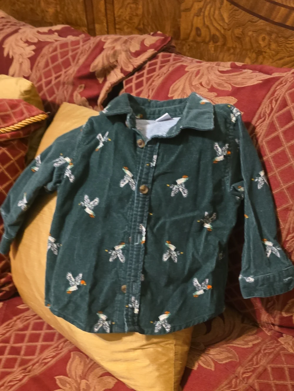 Old Navy Teal Corduroy Button-Down Shirt with Duck Print [12-18 Months]